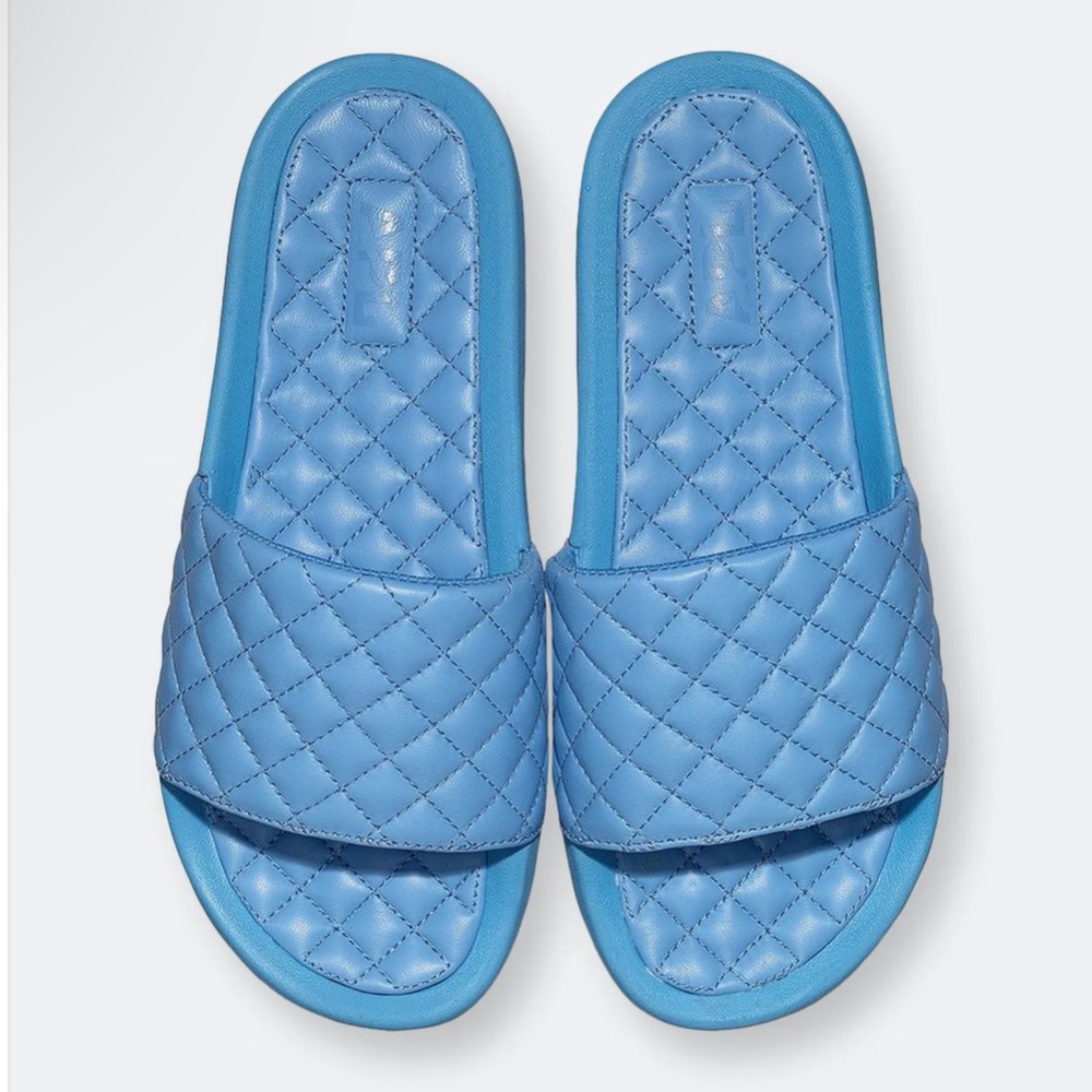 APL Lusso Quilted Slide Coastal blue  Sandals womens 6